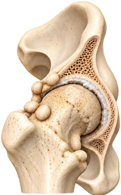 Advanced change — Hip osteoarthritis / teaching illustration