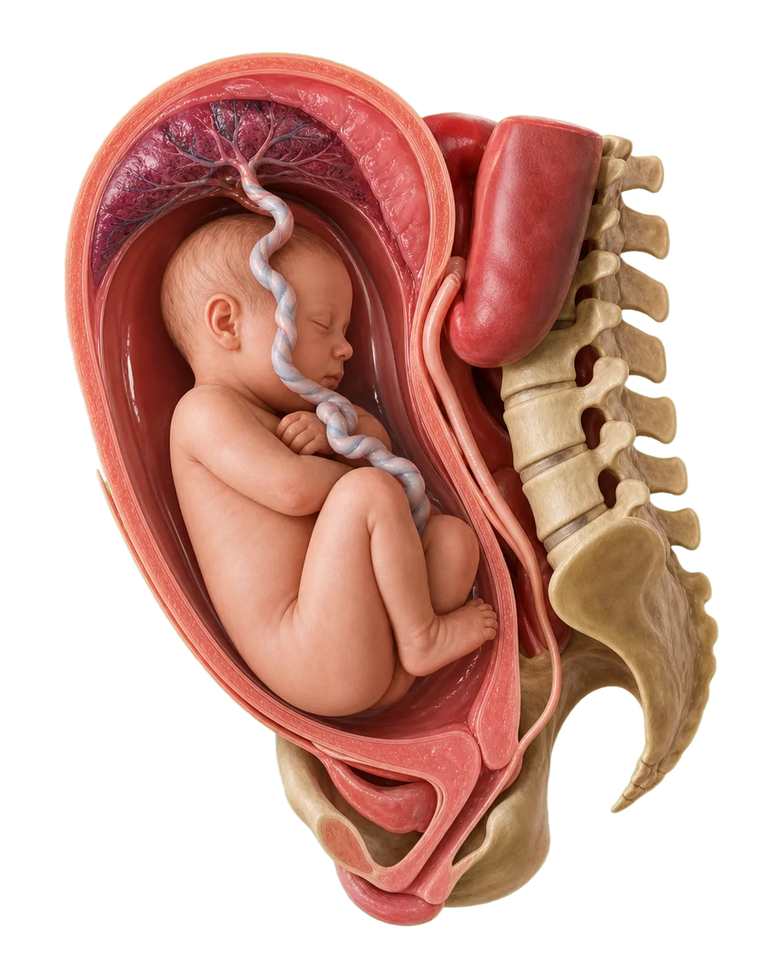 Fetus in breech presentation — Maternal anatomy in section