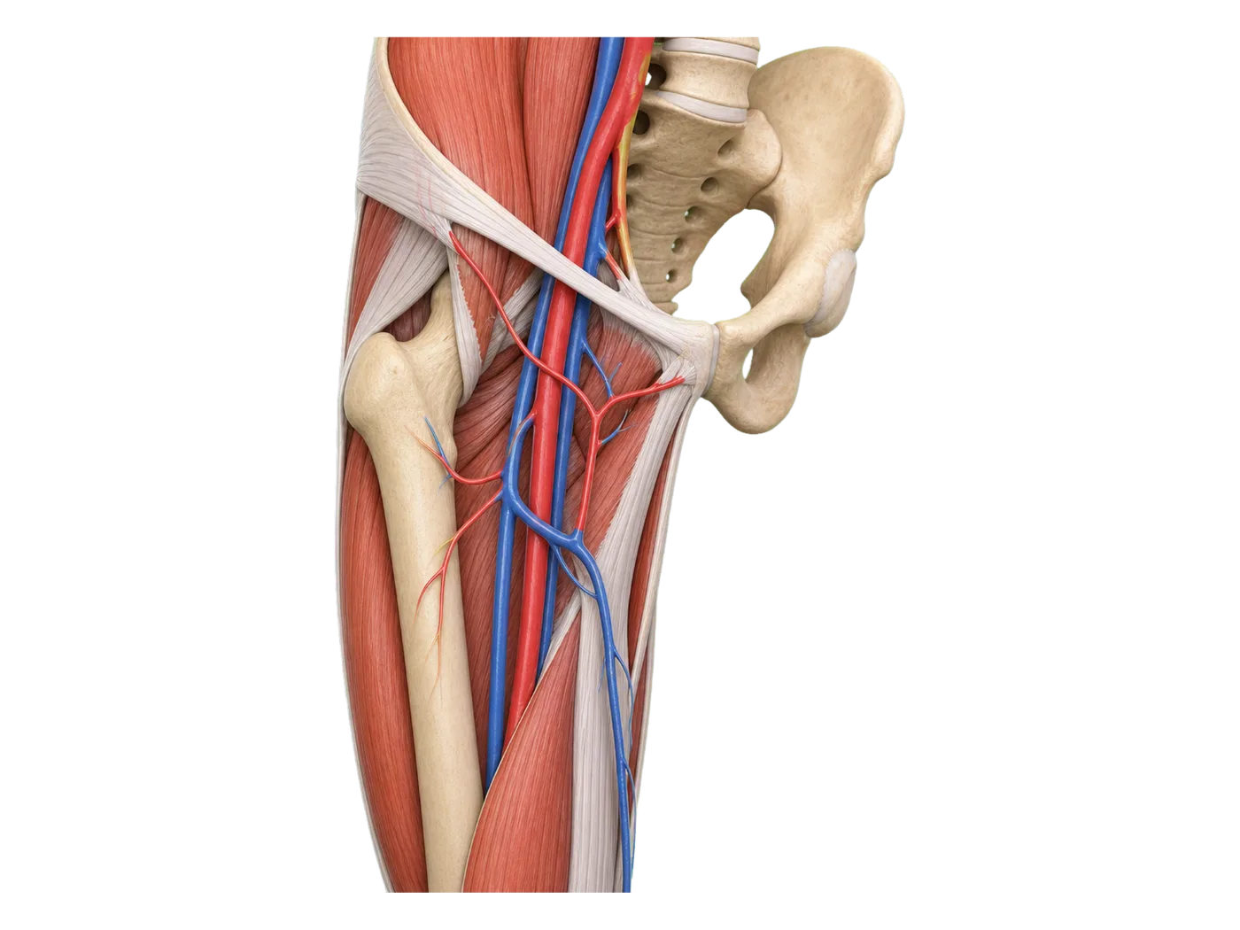 Inguinal region & upper thigh — Anatomical illustration